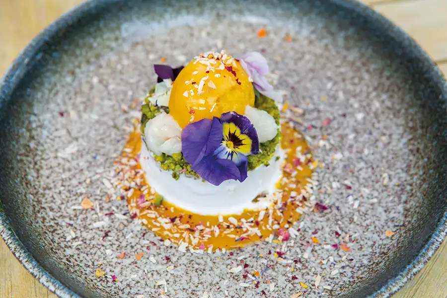 Coconut Parfait with Mango Sorbet Coconut Parfait with Mango Sorbet