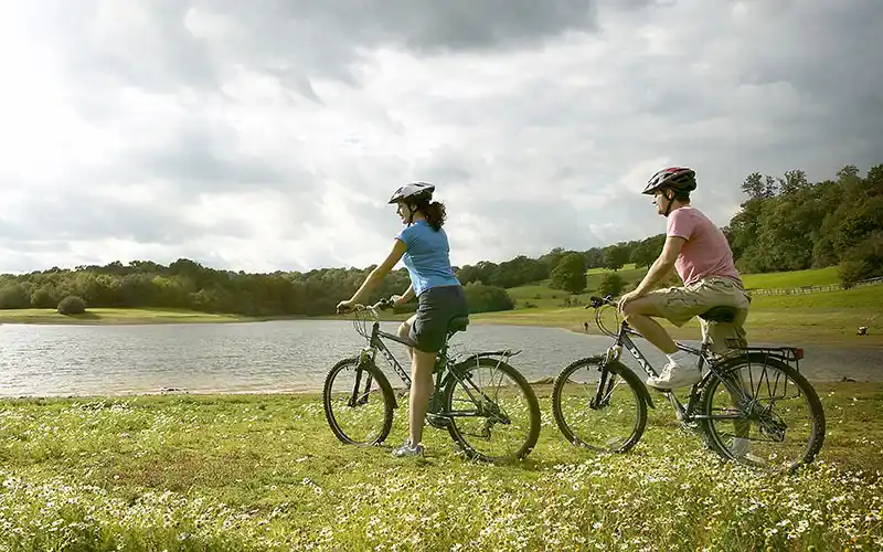 Two Cyclists on Centurion Way Railway path